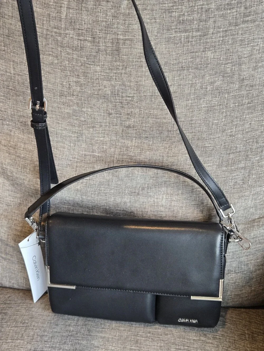 Calvin Klein Mica Flap Convertible Shoulder Bag - Black